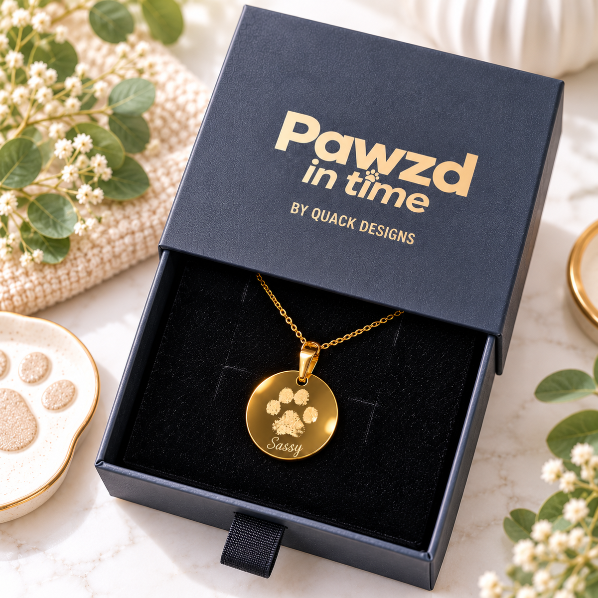 Paw Print Engraved Necklace
