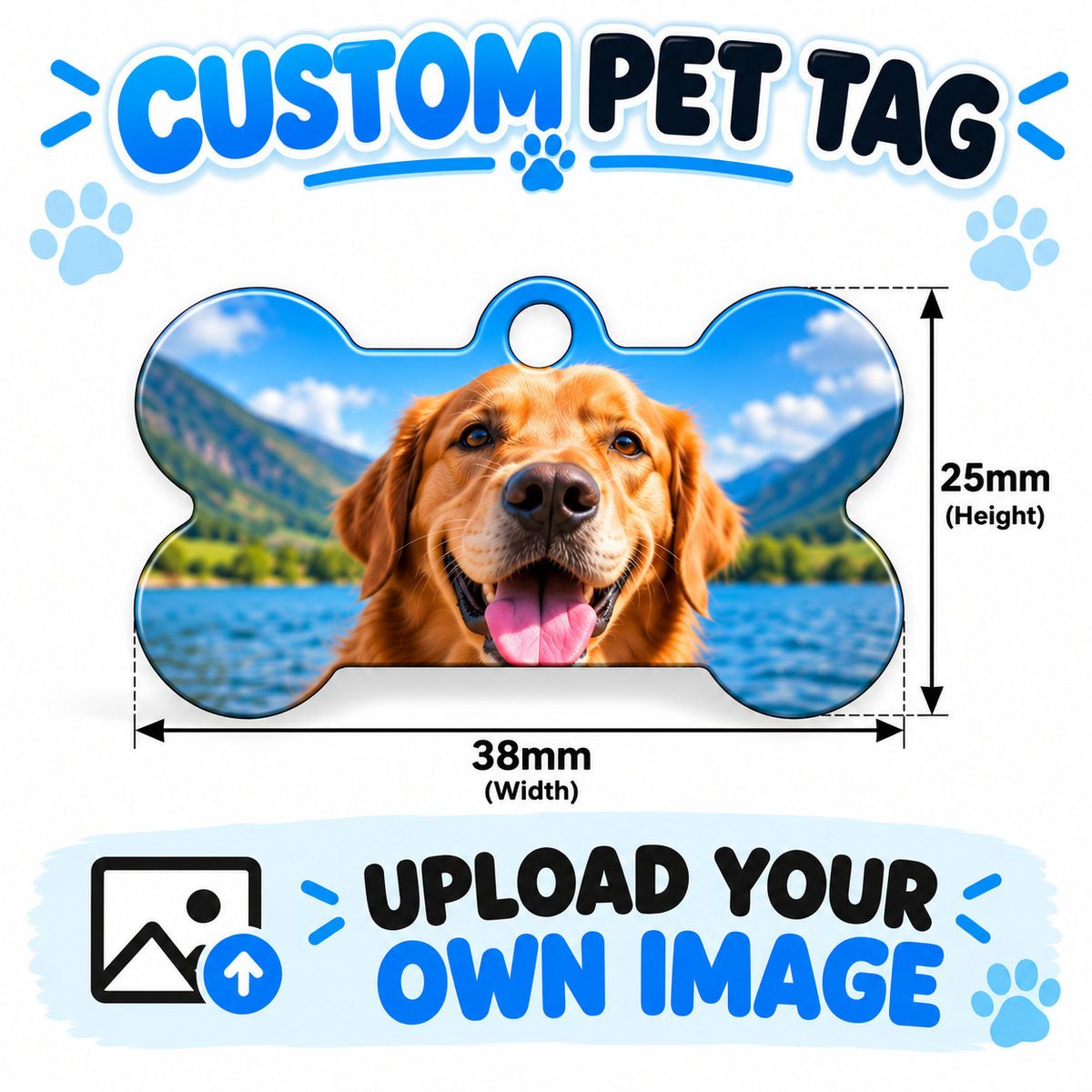 Custom Bone Pet ID Tag – Upload Your Own Image