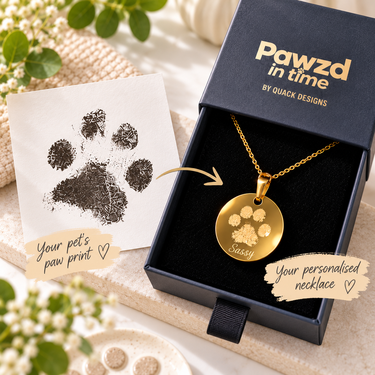 Paw Print Engraved Necklace